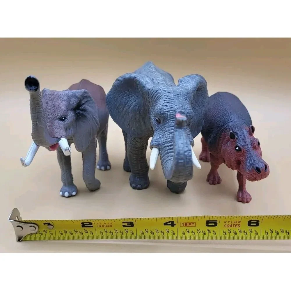 Lot Of 3 Animal Figures‎ Elephants And Hippo